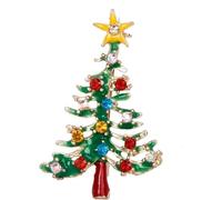 Broches, décorations de Noël, Broche Sapin Multicolore en Strass Scintillants, Bijoux Cadeau