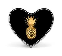 Broches décoratives en métal doré pailleté en forme de cœur et d'ananas, style pin's tendance pour chapeau, sac à dos et vêtements.