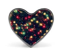 Broches décoratives en métal en forme de cœur avec guirlande lumineuse de Noël, boutons mignons à accrocher aux vêtements et sacs à dos.