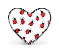 Broches décoratives en métal en forme de cœur avec motif coccinelle mignonne, à accrocher à un chapeau, un sac à dos ou un vêtement.