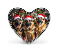 Broches décoratives en métal en forme de cœur représentant un berger allemand, à porter comme insigne de Noël sur un chapeau, un sac à dos ou un vêtement.