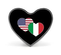 Broches décoratives mignonnes en métal avec insignes en forme de cœur, drapeau italien et américain, pour sacs à dos et vêtements.