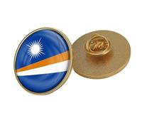 Broches Drapeau Des Îles Marshall - Style Ethnique Hip-Hop, Broche Vintage Pour Femmes Et Hommes, Bijoux À Breloques, Accessoires De Sac, Vêtements Patriotiques, Rondes