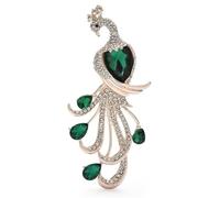 Broches élégantes en cristal de paon for femmes, 4 couleurs, magnifique, grand oiseau, animal, fête, décontractée, cadeaux Pour Le Dîner, La Fête D'anniversaire(Green)