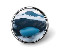 Broches émaillées représentant un lac de cratère volcanique - Broches rondes et mignonnes, épingles en métal unisexes pour vêtements, chapeaux, sacs et sacs à dos