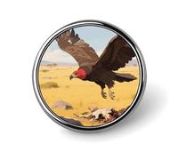 Broches émaillées représentant un vautour planant au-dessus de la savane - Broches rondes et mignonnes, épingles en métal unisexes pour vêtements, chapeaux, sacs et sacs à dos