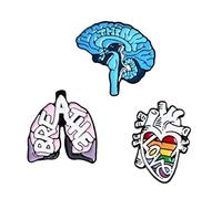 Broches en Émail Épingles, 3 Pcs Créatifs du Corps Humain Organes Coeur/Poumon/Épingles De Revers du Cerveau Badges pour Sacs De Vêtements Veste Chemise Accessoire