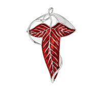 Broches en émail for femmes, unisexes, motif feuilles vertes, reine des elfes, accessoires de fête, de bureau ou d'amis(Red)