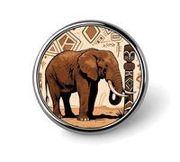 Broches en émail représentant des éléphants primitifs d'Afrique et des fleurs du lac gelé - Broches rondes et mignonnes, unisexes, pour vêtements, chapeaux, sacs et sacs à dos