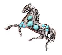 Broches En Forme D'Animaux Bijou Chic Cheval Perles Bleues