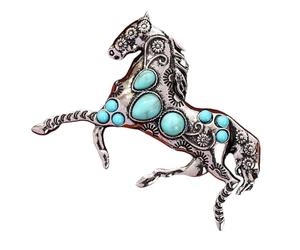 Broches En Forme D'Animaux Bijou Chic Cheval Perles Bleues