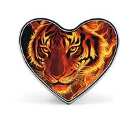 Broches en forme de cœur avec insignes en métal enflammé représentant un tigre | Pins à revers pour chemise, sac à dos, veste, chapeau, manteau, sac, vêtements, bijoux, accessoires, cadeaux pour femme