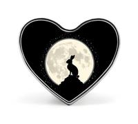 Broches en forme de cœur et de pleine lune, avec lapin et lièvre, bijoux mignons.