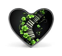 Broches en forme de piano avec feuilles vertes de la Saint-Patrick, pour femmes et hommes, avec un joli cœur, idéales pour les fêtes et les mariages.