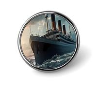 Broches en forme de voilier Titanic, bijoux mignons à badge rond.