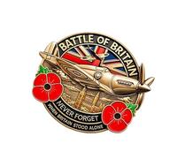 Broches en métal avec inscription en anglais « British Battle » - Broche avec emblème commémoratif - Badge d'anniversaire - Ne oublier, without box, Métal, Voir description
