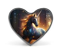 Broches en métal avec motif licorne magique et cœur pour décoration de vêtements
