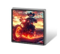 Broches en métal imprimées avec insignes carrés de motard squelette, décorations mignonnes pour sacs à dos et vêtements