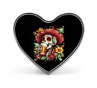 Broches en métal imprimées avec insignes en forme de crâne et de cœur, inspirées du Jour des Morts, pour décorer sacs à dos et vêtements.