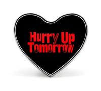 Broches en métal imprimées en forme de cœur « Dépêche-toi demain », jolies décorations à épingler pour sacs à dos et vêtements