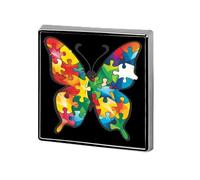 Broches en métal pour décoration de vêtements, badge carré en forme de papillon, puzzle de sensibilisation à l'autisme