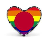 Broches en métal représentant le drapeau de la fierté gay du Japon | Broches en forme de cœur | Accessoires pour vêtements, bijoux et cadeaux pour femmes et hommes