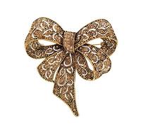 Broches en strass noir for femmes, grande broche forme de nœud papillon, bijoux vintage tendance, accessoires d'hiver(Champange)