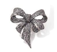 Broches en strass noir for femmes, grande broche forme de nœud papillon, bijoux vintage tendance, accessoires d'hiver