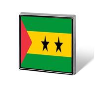 Broches et épingles à l'effigie du drapeau de la République de Sao Tomé-et-Principe - Charme chic carré/cercle/cœur - Amis