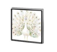 Broches et épingles carrées légères en forme de paon pour vêtements, châle, chapeau, blanc