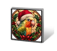 Broches et épingles en forme de perroquet portant un chapeau de Père Noël rouge unisexe carré léger bijoux pour vêtements châle chapeau