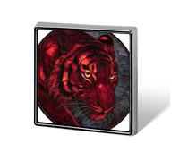 Broches et épingles en verre teinté motif tigre féroce unisexe carré léger pour vêtements, châle, chapeau