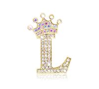 Broches et épingles pour femme - Broche initiale - Breloque en strass - Pour robe de mariée, sacs à dos, vêtements, loisirs créatifs, accessoires, bijoux personnalisés, cadeau, Gold, Laiton, Zircon