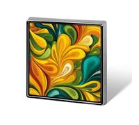 Broches et épingles psychédéliques jaunes rétro unisexes carrées légères pour vêtements, châle, chapeau