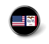 Broches et épingles rondes Drapeau des États-Unis et de l'Iowa pour femmes, 2,5 cm, épingle de revers pour hommes, décoration pour chapeau, sac ou sac à dos