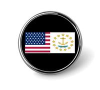 Broches et épingles rondes Drapeau des États-Unis et de Rhode Island pour femmes, 2,5 cm, épingle de revers pour hommes, décoration pour chapeau, sac ou sac à dos