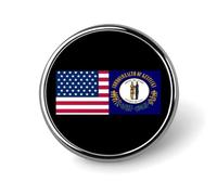 Broches et épingles rondes Drapeau des États-Unis et du Kentucky pour femmes, 2,5 cm, épingle de revers pour hommes, décoration pour chapeau, sac ou sac à dos