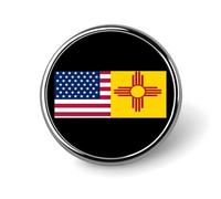 Broches et épingles rondes Drapeau des États-Unis et du Nouveau-Mexique pour femmes, 2,5 cm, épingle de revers pour hommes, décoration pour chapeau, sac ou sac à dos