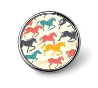 Broches et épingles rondes représentant un cheval au galop, 2,5 cm, pour femmes et hommes, à porter sur un chapeau, un sac ou un sac à dos. Décoration