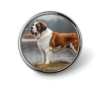 Broches et épingles rondes représentant un Saint-Bernard, 2,5 cm, pour femmes et hommes. Décoration pour chapeau, sac ou sac à dos.