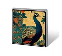 Broches et épingles traditionnelles en bois japonais avec paon unisexe carré léger pour vêtements, châle, chapeau