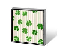 Broches et épingles unisexes à motifs de trèfles verts et rayures, carrées et légères, à porter sur vêtements, châles et chapeaux.