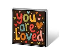 Broches et épingles unisexes avec inscription « You Are Loved with Heart » - Carré léger - Bijoux pour vêtements, châle, chapeau