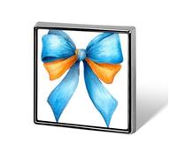 Broches et épingles unisexes avec nœud aquarelle bleu et orange citrouille