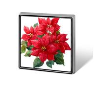 Broches et épingles unisexes en forme de bouquet de poinsettia rouge aquarelle rouge carré léger bijoux pour vêtements, châle, chapeau