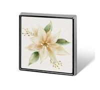 Broches et épingles unisexes en forme de fleur de poinsettia de Noël aquarelle en feuille d'or carrées légères pour vêtements, châle, chapeau