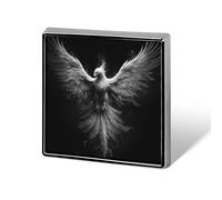 Broches et épingles unisexes noires et blanches Phoenix Rising from the Ashes, carrées et légères, pour vêtements, châles et chapeaux.