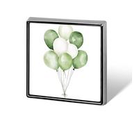 Broches et épingles unisexes représentant un joli bouquet de ballons verts et blancs. Badges carrés légers à porter sur vêtements, châles et chapeaux.