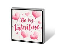 Broches et épingles unisexes roses aquarelle « Sois ma Valentine », carrées et légères, à porter comme badge de revers sur vêtements, châles et chapeaux.