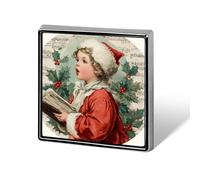 Broches et épingles unisexes vintage mignonnes représentant une petite chanteuse de Noël, carrées et légères, à porter sur vêtements, châles et chapeaux.